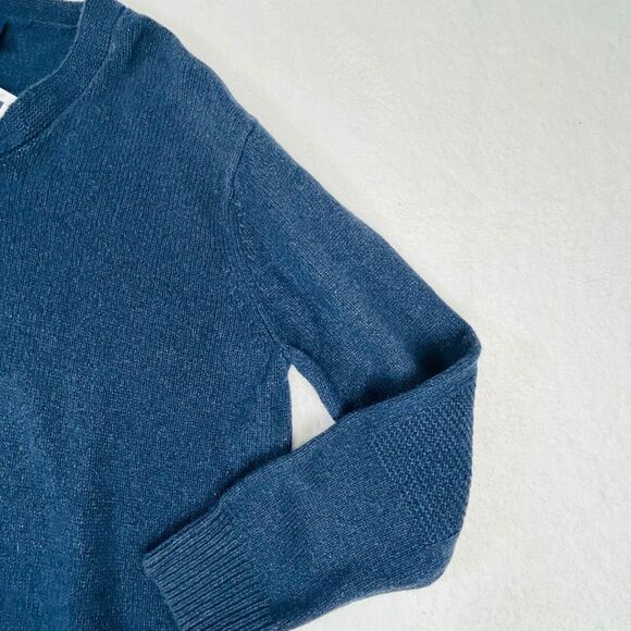 NWT Gap Wool Sweater Size XL Navy Blue‎ Angora Patchwork Textured V-Neck Preppy - Picture 7 of 16